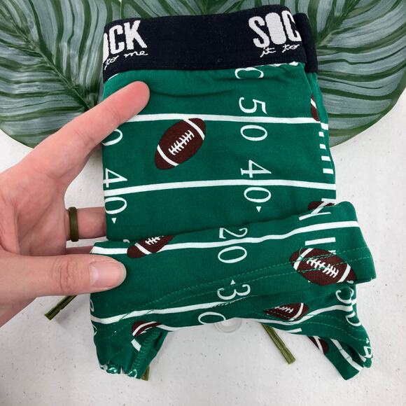 Sock It To Me Green White Brown Football Sports Cotten Blend Novelty Boxer Brief - Picture 2 of 7